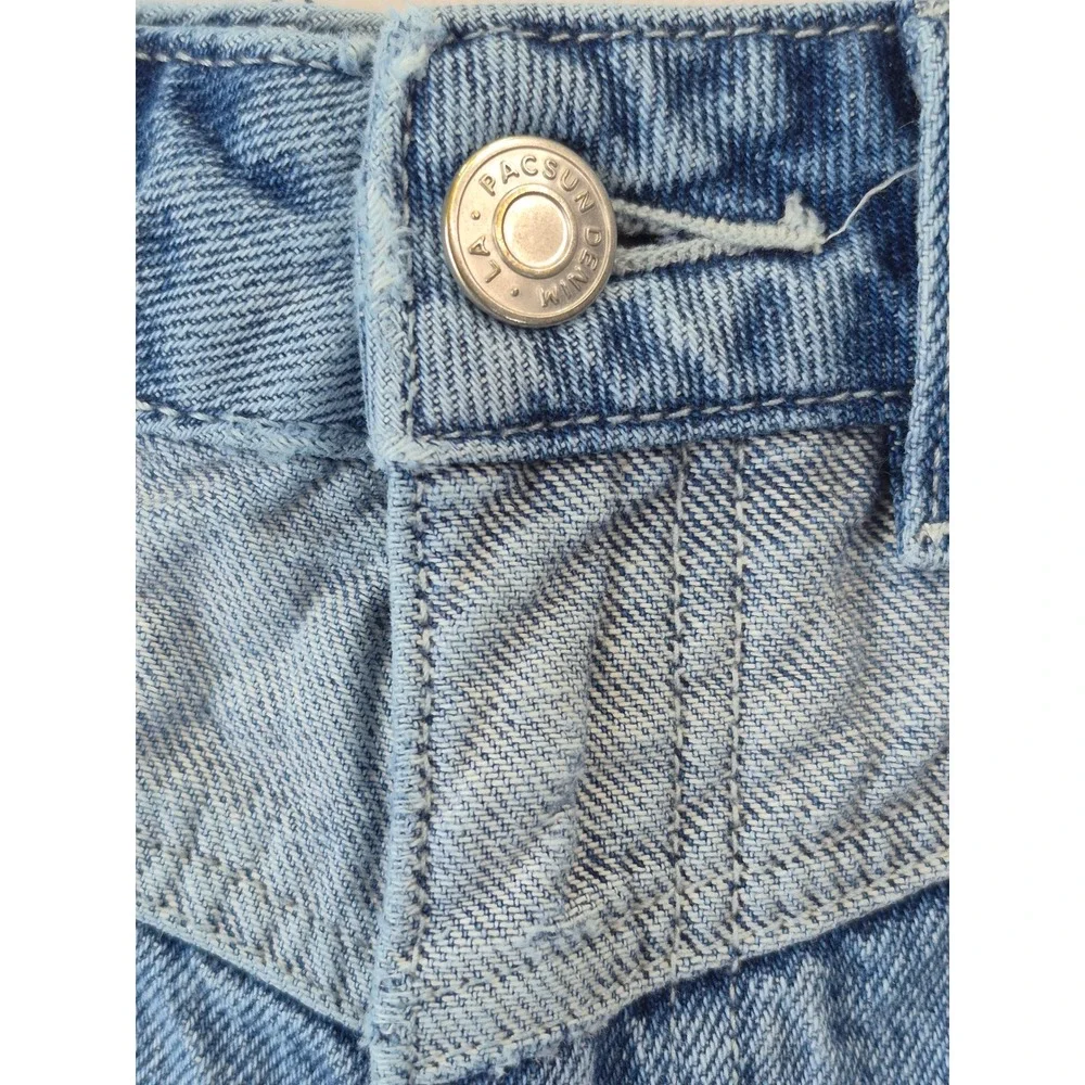 PacSun Mom Jean Shorts Jorts Women's 24 High Rise V-Yoke Cuffed Denim